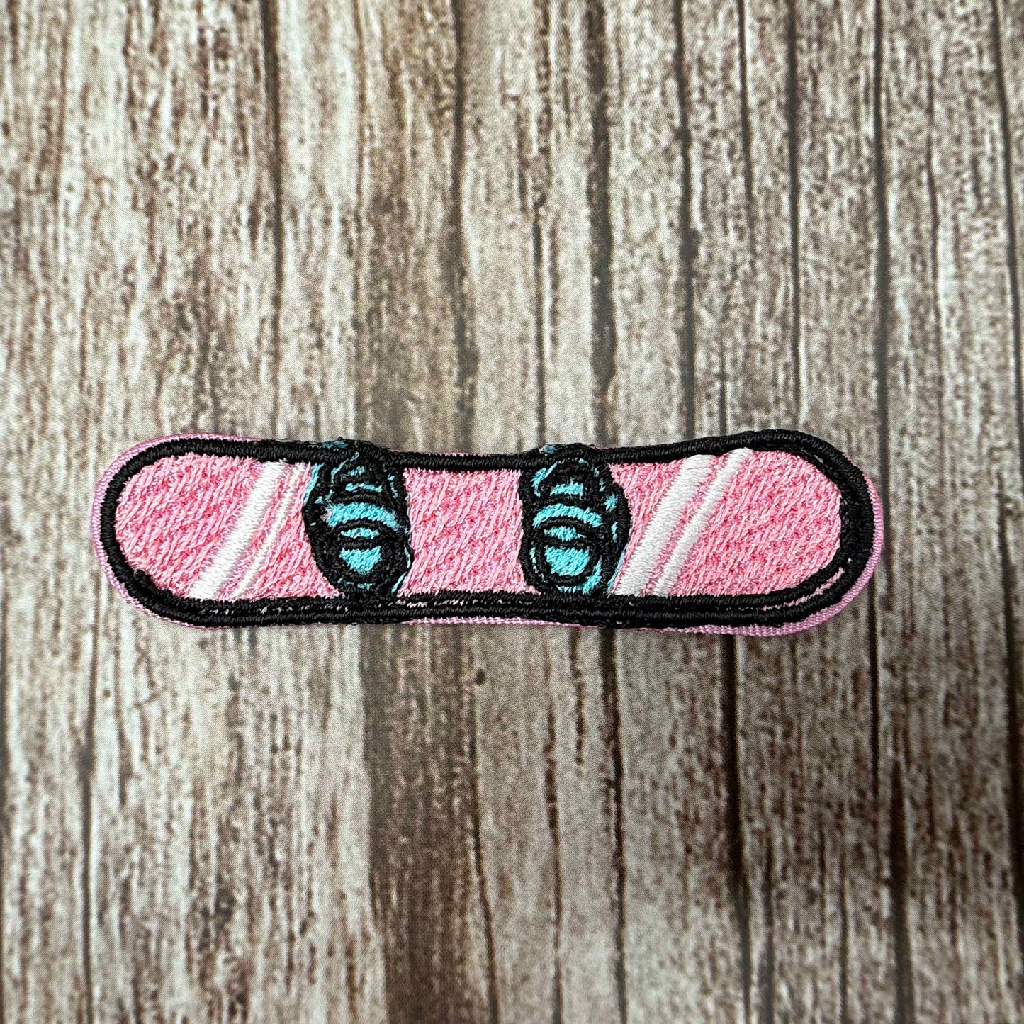 Pink Snowboard Embroidered Iron-On Patch