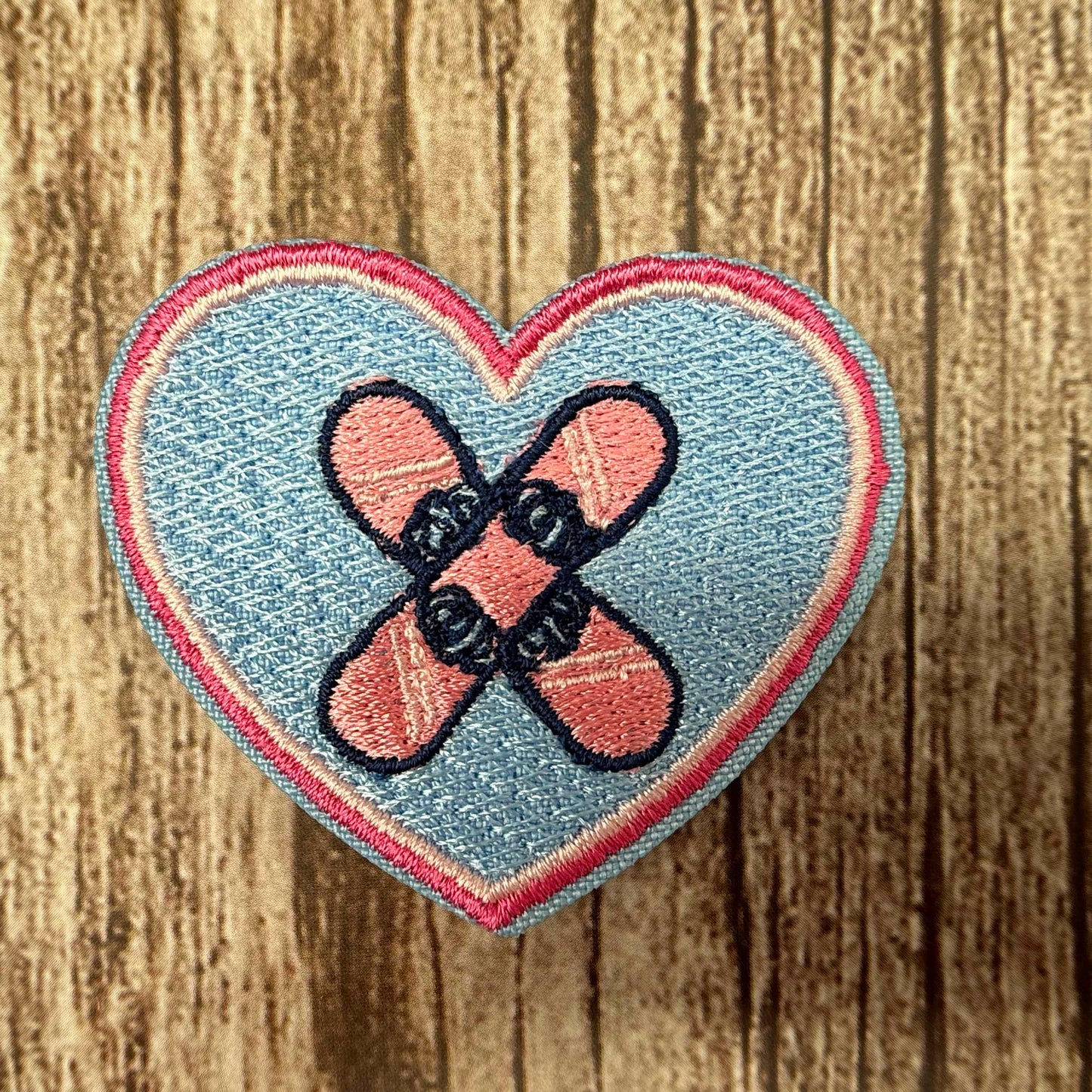 Snowboard Heart Embroidered Iron-On Patch