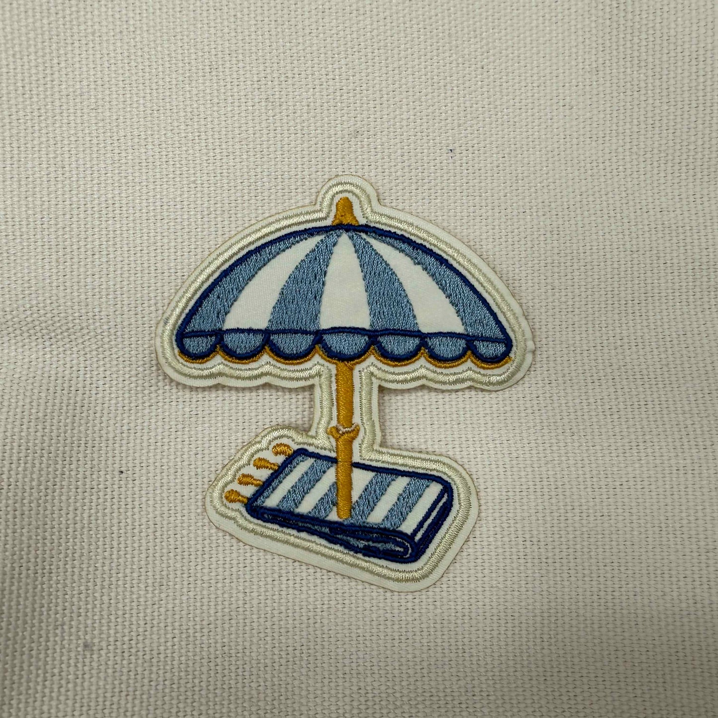 Beach Umbrella & Striped Towel Embroidered Iron-On Patch