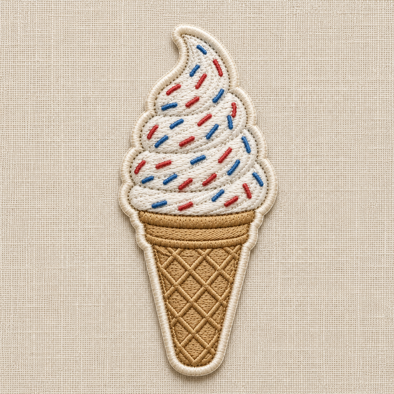 Soft Serve Ice Cream Cone Embroidered Iron-On Patch