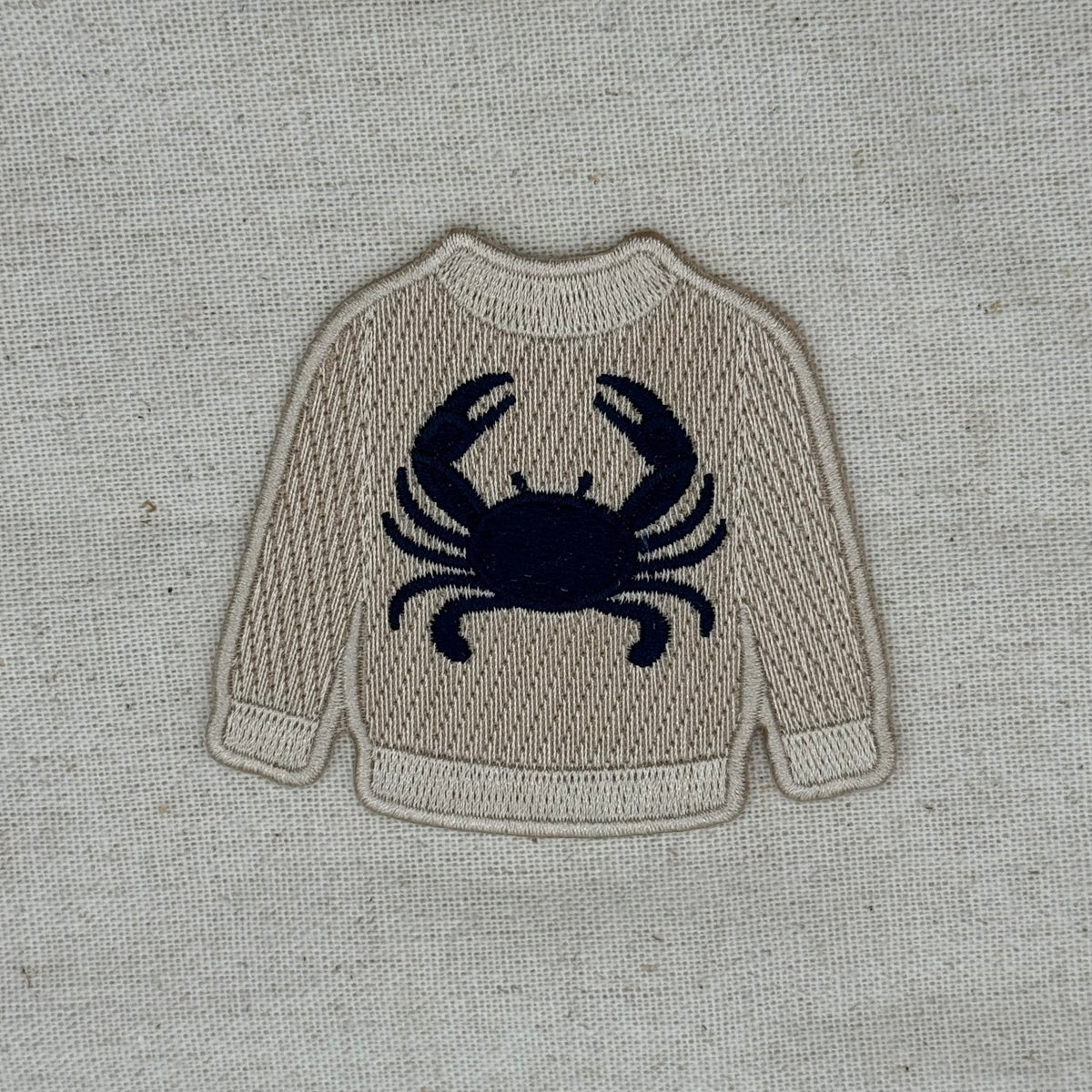 Embroidered Crab Sweater Iron-On Patch