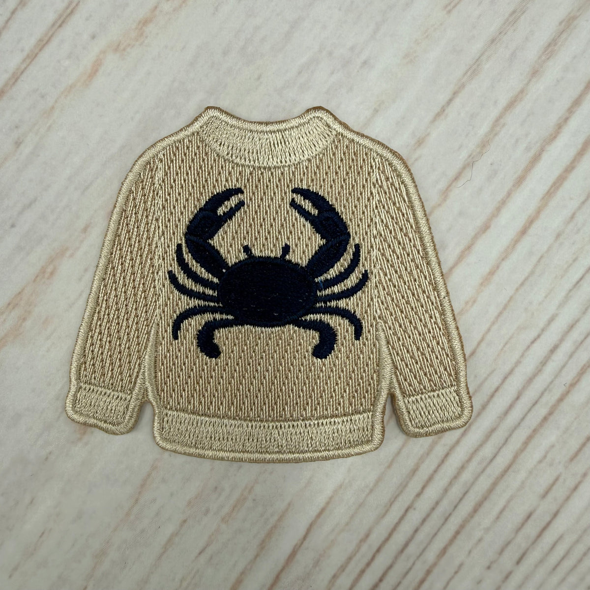 Embroidered Crab Sweater Iron-On Patch