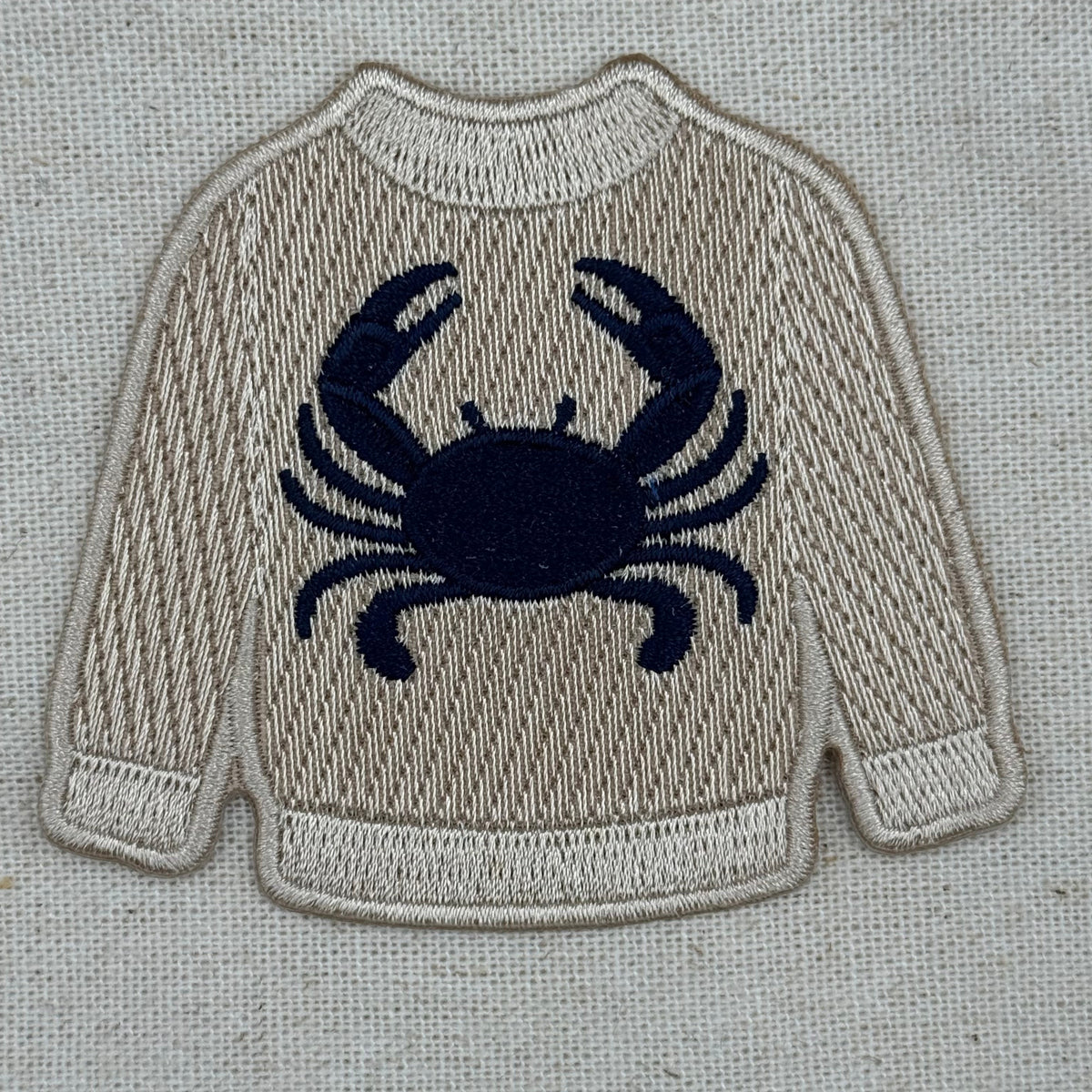 Embroidered Crab Sweater Iron-On Patch