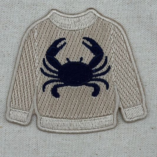 Embroidered Crab Sweater Iron-On Patch