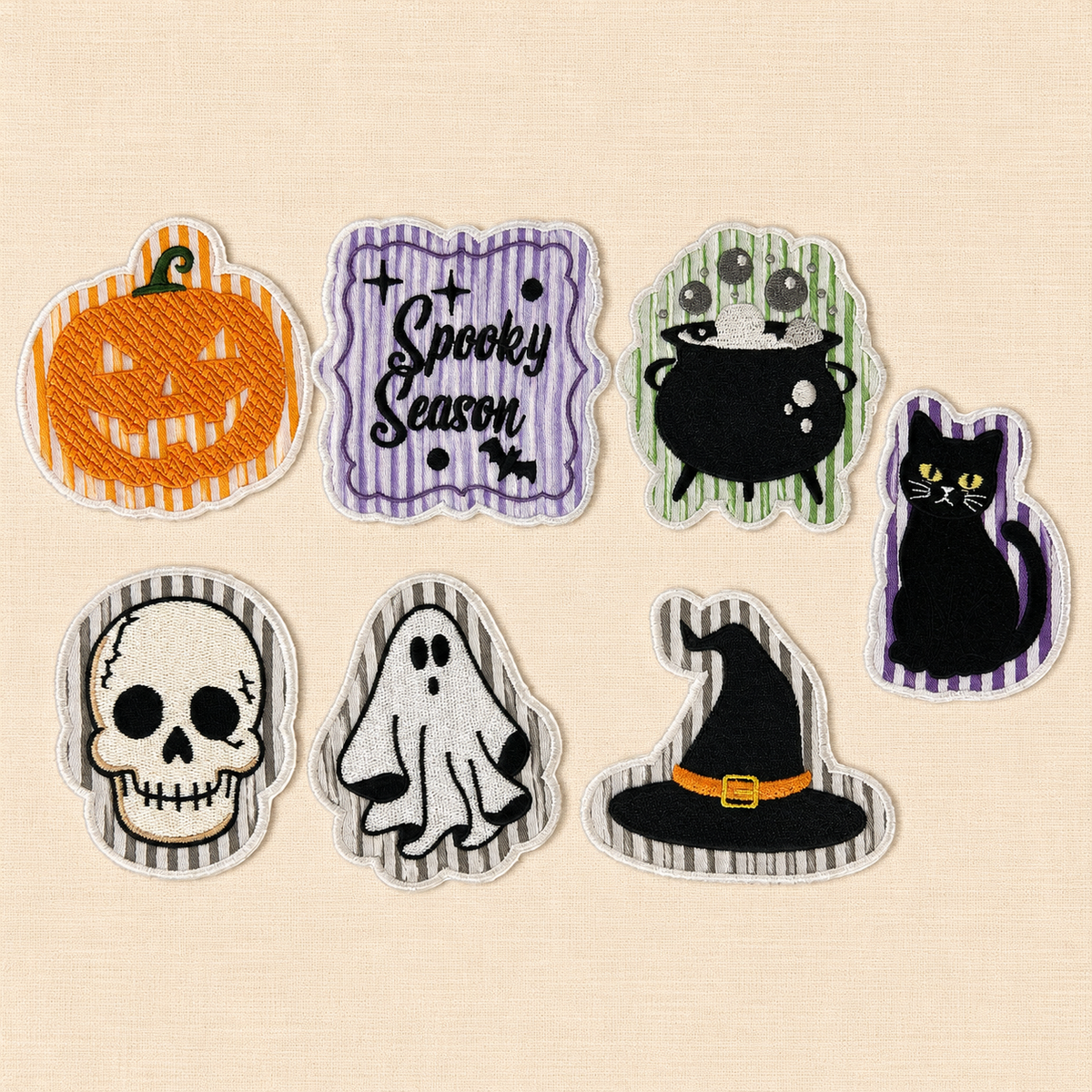 Seersucker Bat Patch | Embroidered Halloween Iron-On Patch Title