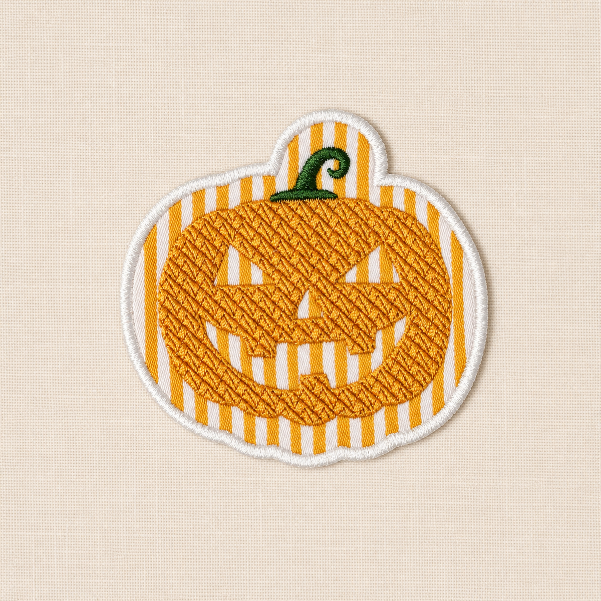 Seersucker Jack-O'-Lantern Patch | Embroidered Halloween Iron-On