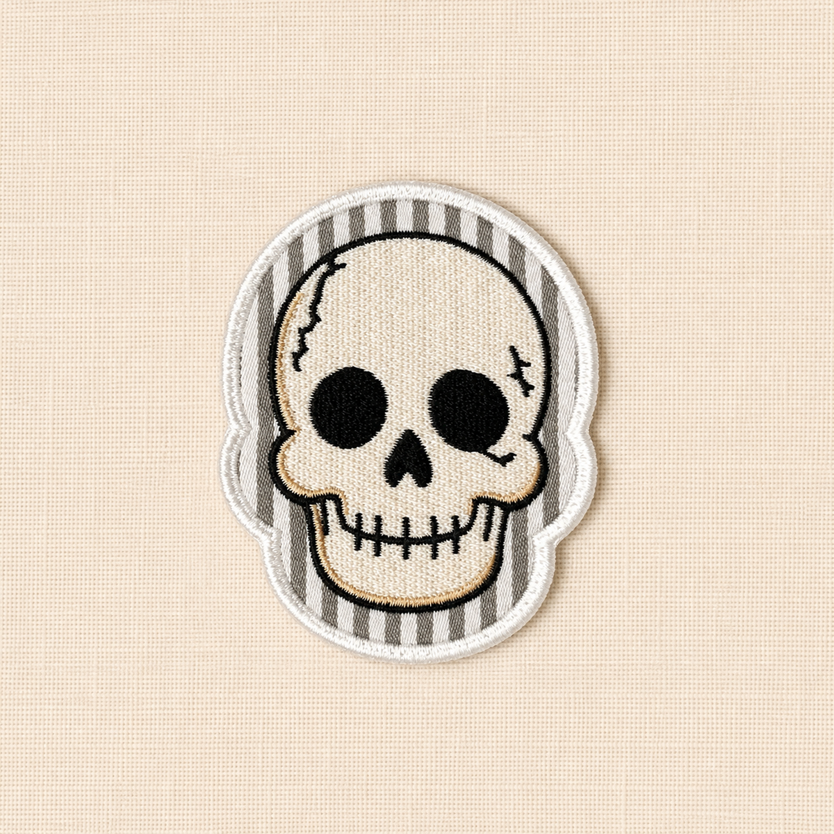 Seersucker Skull Patch | Embroidered Halloween Iron-On Patch