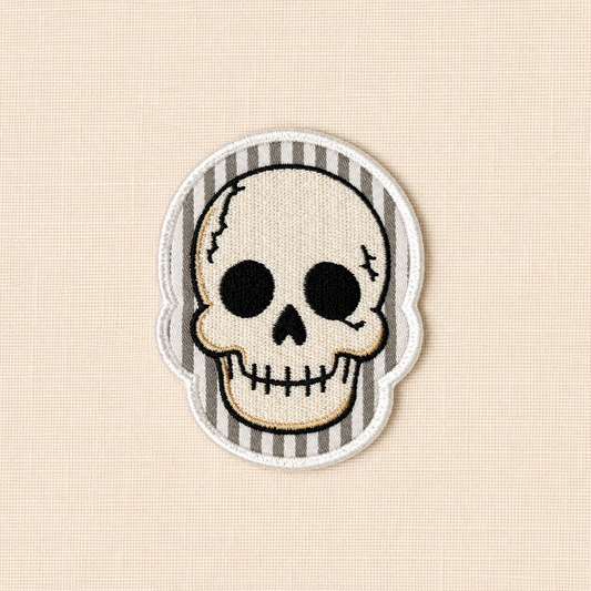 Seersucker Skull Patch | Embroidered Halloween Iron-On Patch