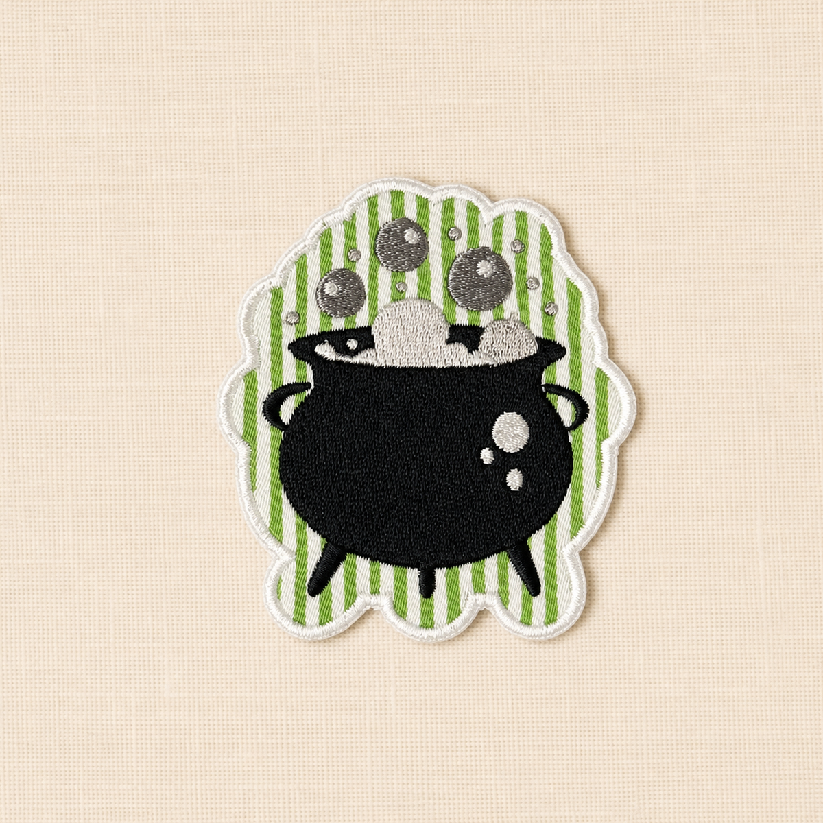 Seersucker Cauldron Patch | Embroidered Halloween Iron-On Patch
