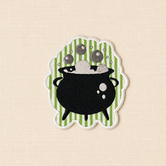 Seersucker Cauldron Patch | Embroidered Halloween Iron-On Patch