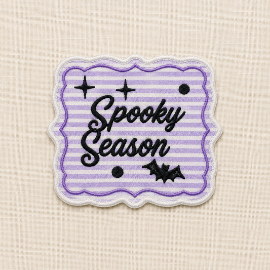 Spooky Season Plaque Patch | Embroidered Scalloped Iron-On Patch