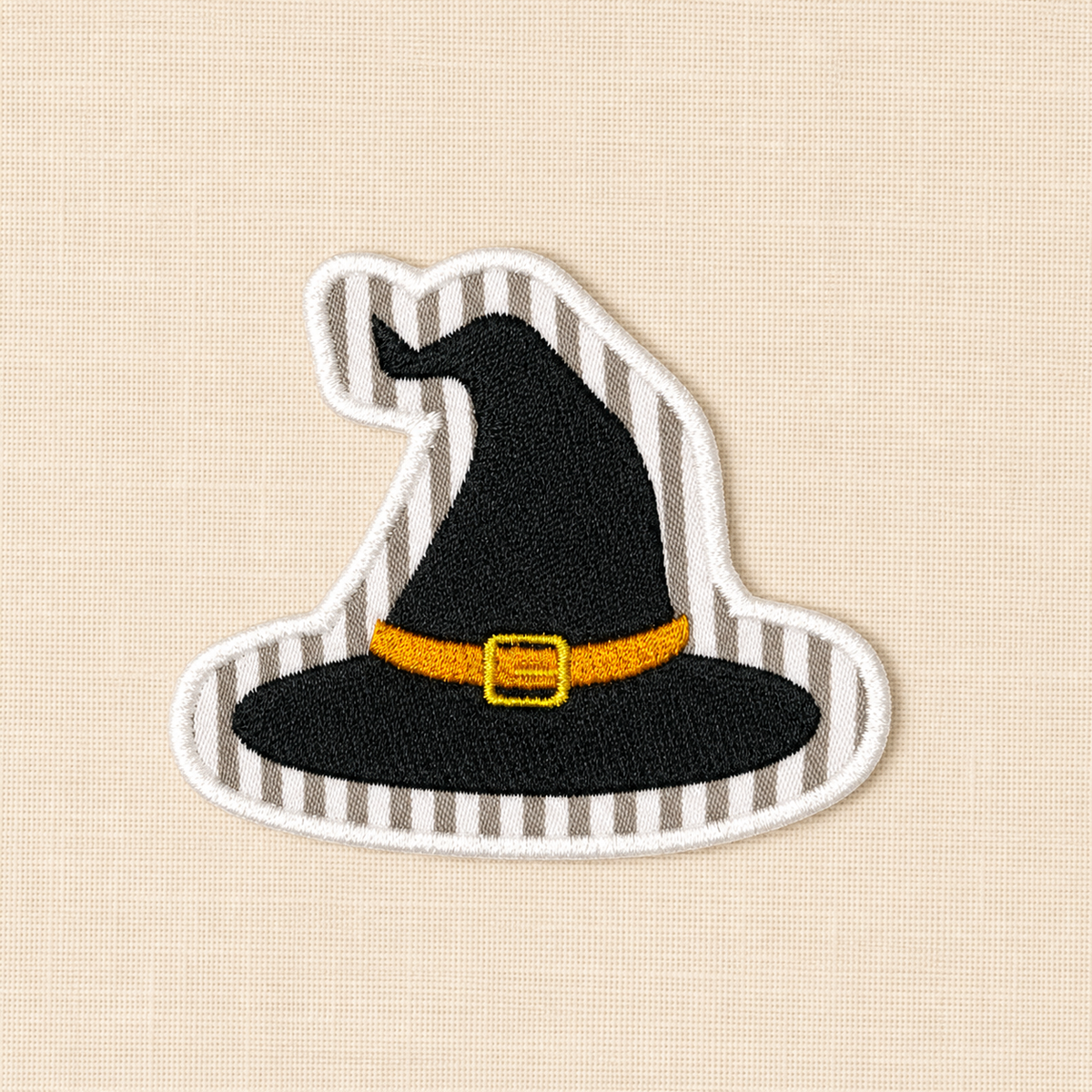 Seersucker Witch Hat Patch | Embroidered Halloween Iron-On Patch