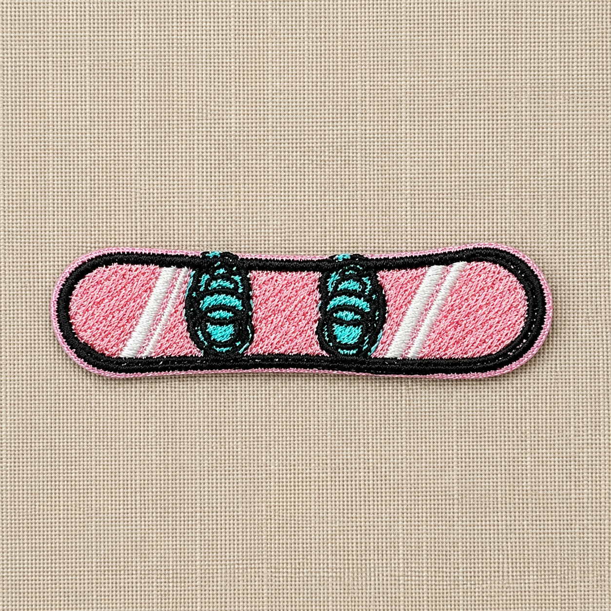 Pink Snowboard Embroidered Iron-On Patch