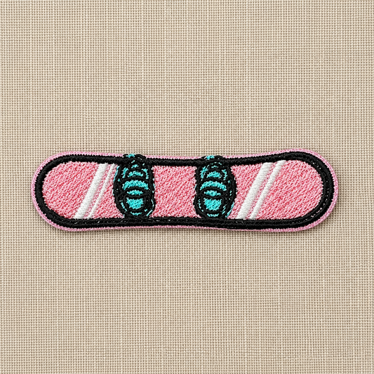 Pink Snowboard Embroidered Iron-On Patch