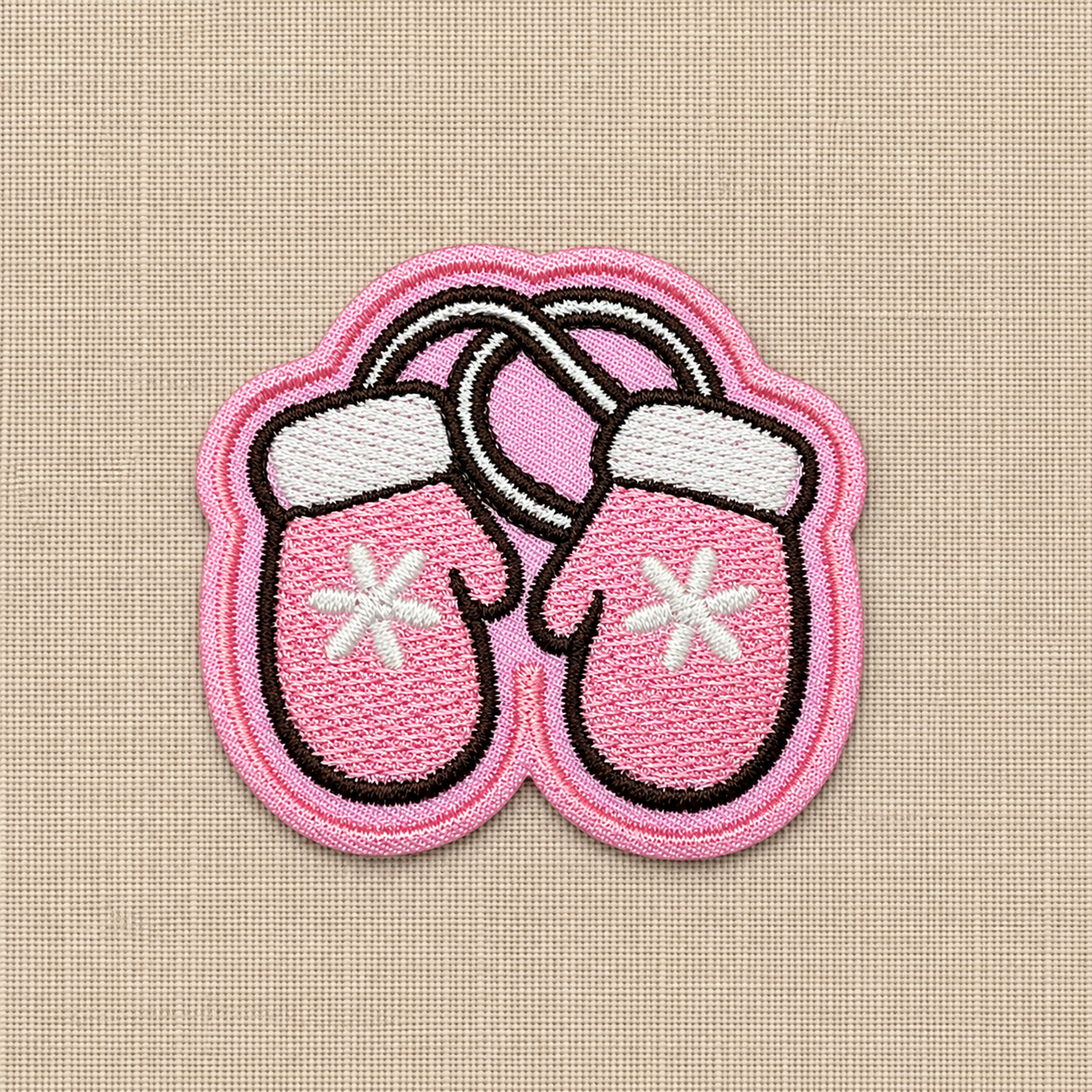 Pink Mittens Embroidered Iron-On Patch