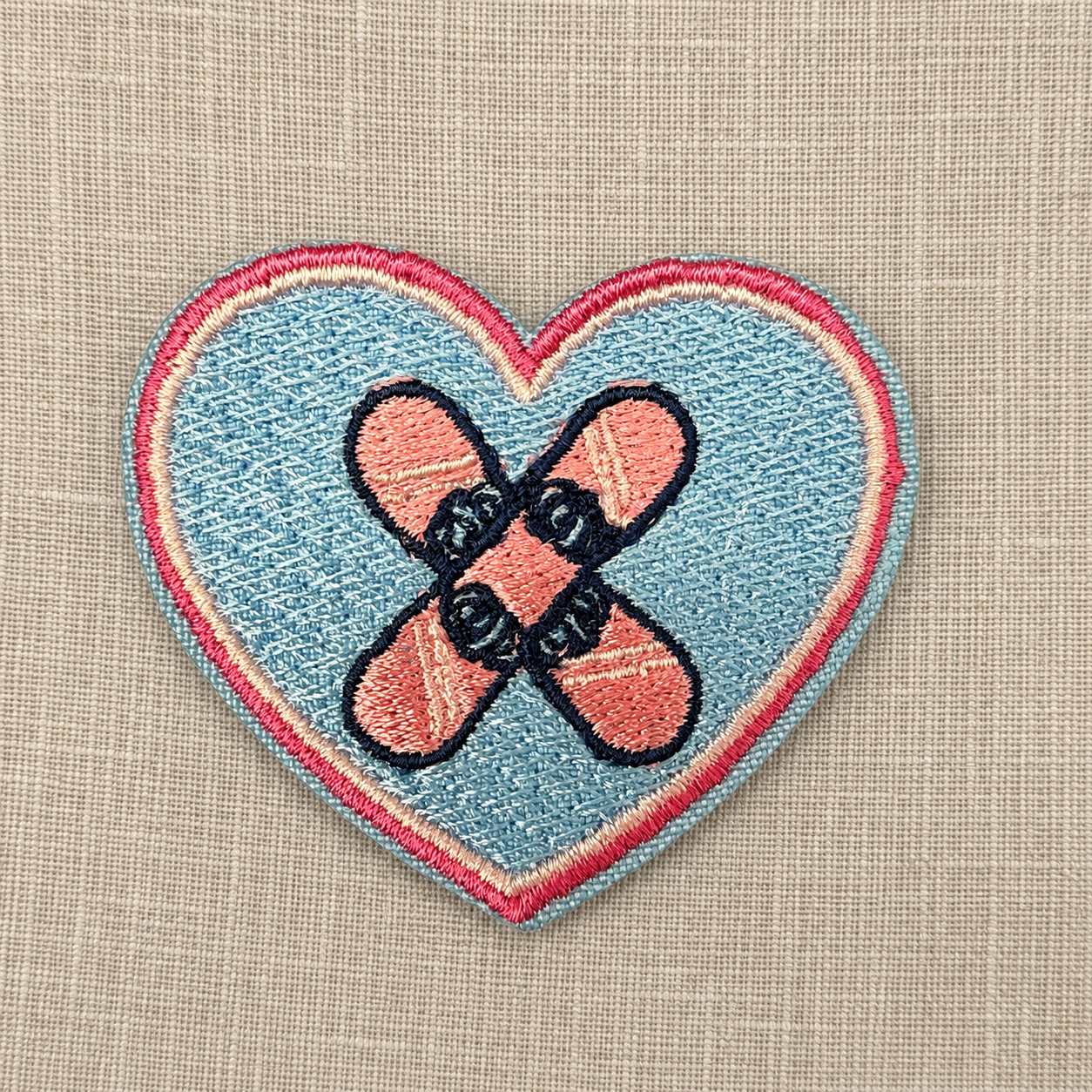 Snowboard Heart Embroidered Iron-On Patch