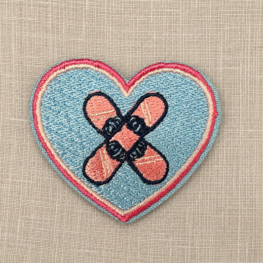 Snowboard Heart Embroidered Iron-On Patch