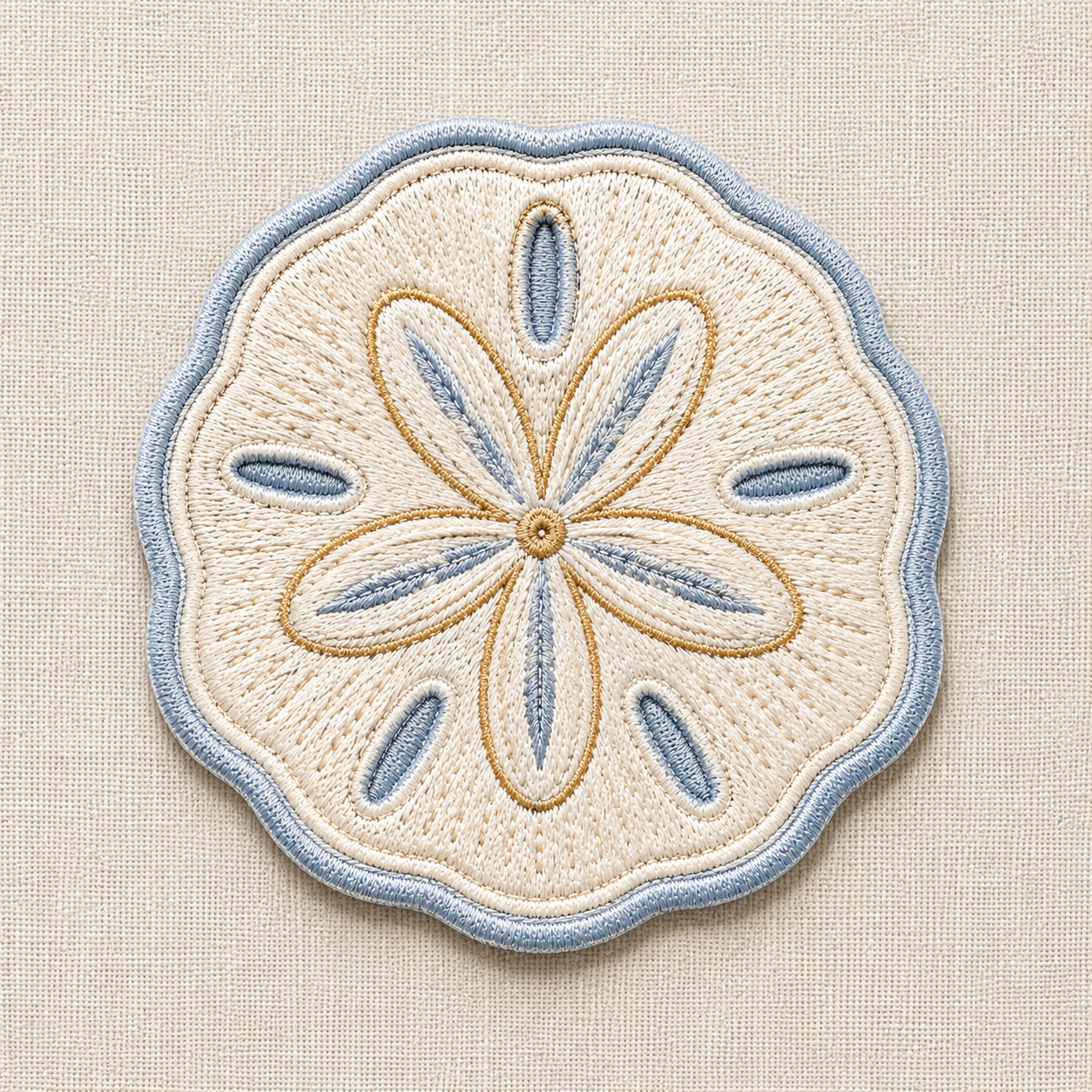 Still Water Collection — Sand Dollar Embroidered Iron-On Patch