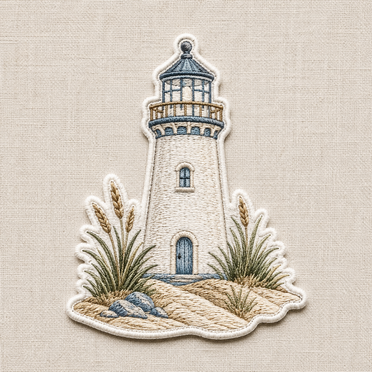 Coastal Lighthouse Embroidered Iron-On Patch