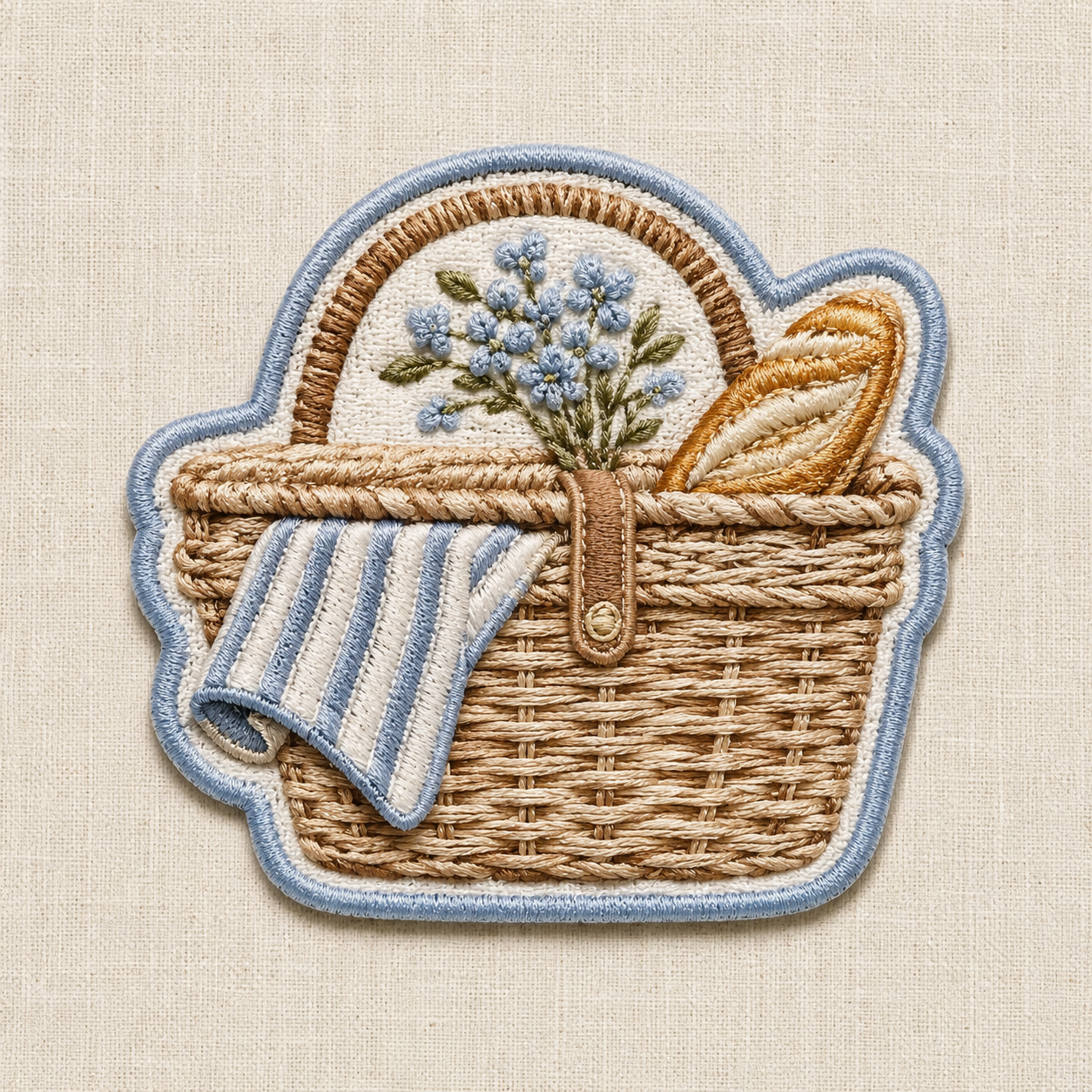 Picnic Basket Embroidered Iron-On Patch