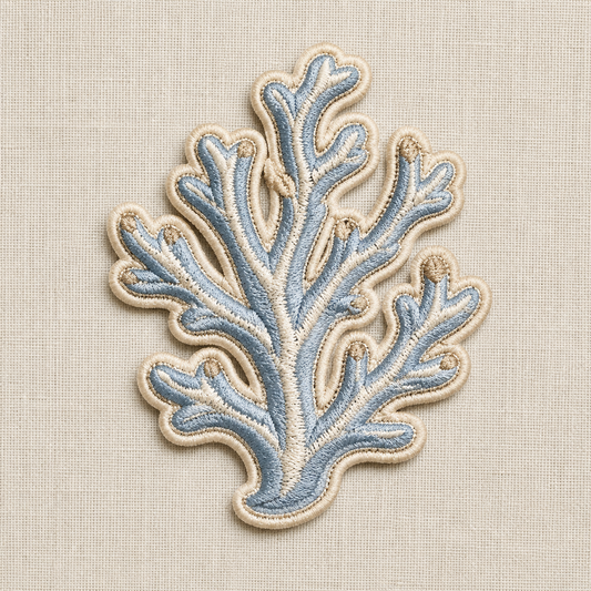 Coral Branch Embroidered Iron-On Patch