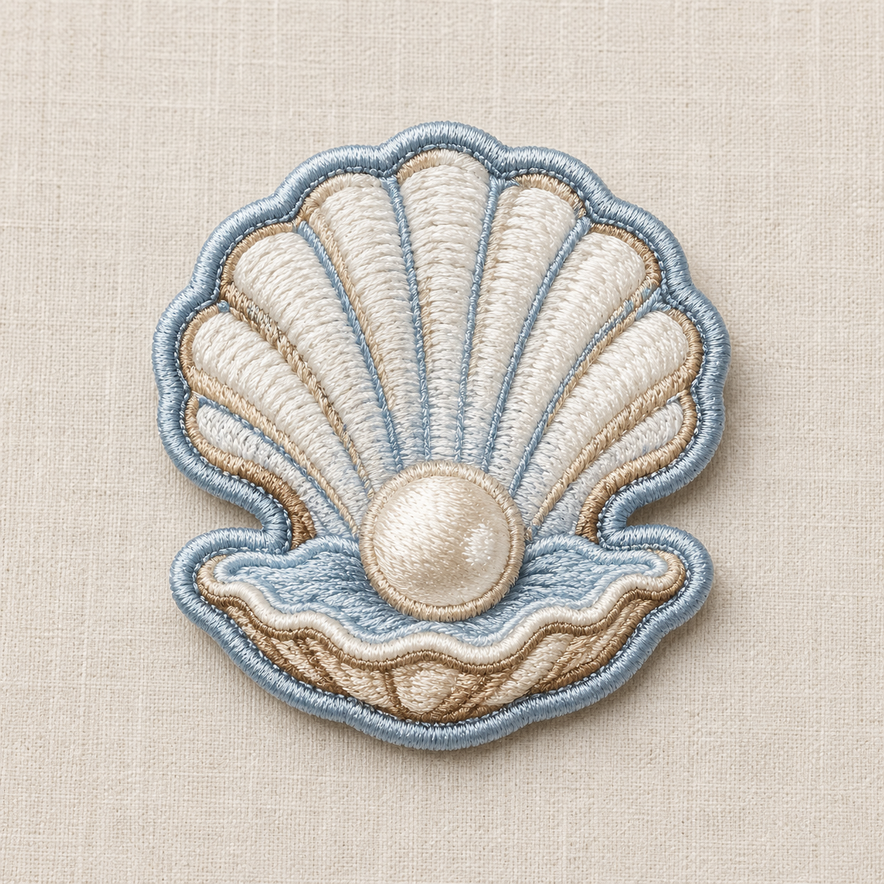 Scallop Shell Embroidered Iron-On Patch