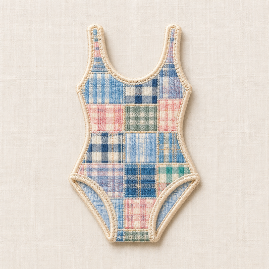 Madras Patchwork Swimsuit Embroidered Iron-On Patch