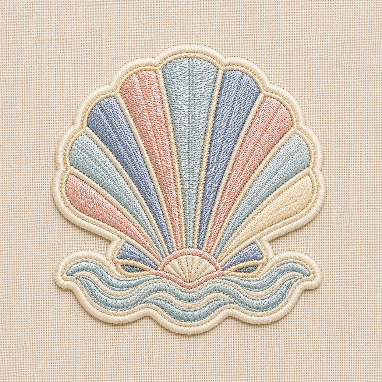 Sunrise Shell Embroidered Iron-On Patch