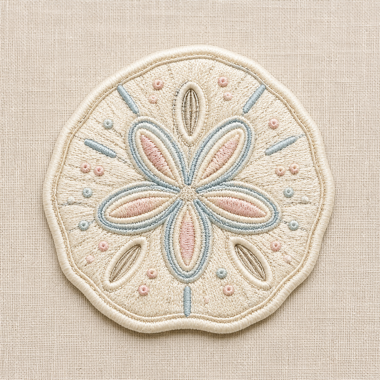 Sand Dollar Embroidered Iron-On Patch