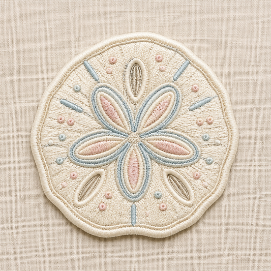 Sand Dollar Embroidered Iron-On Patch