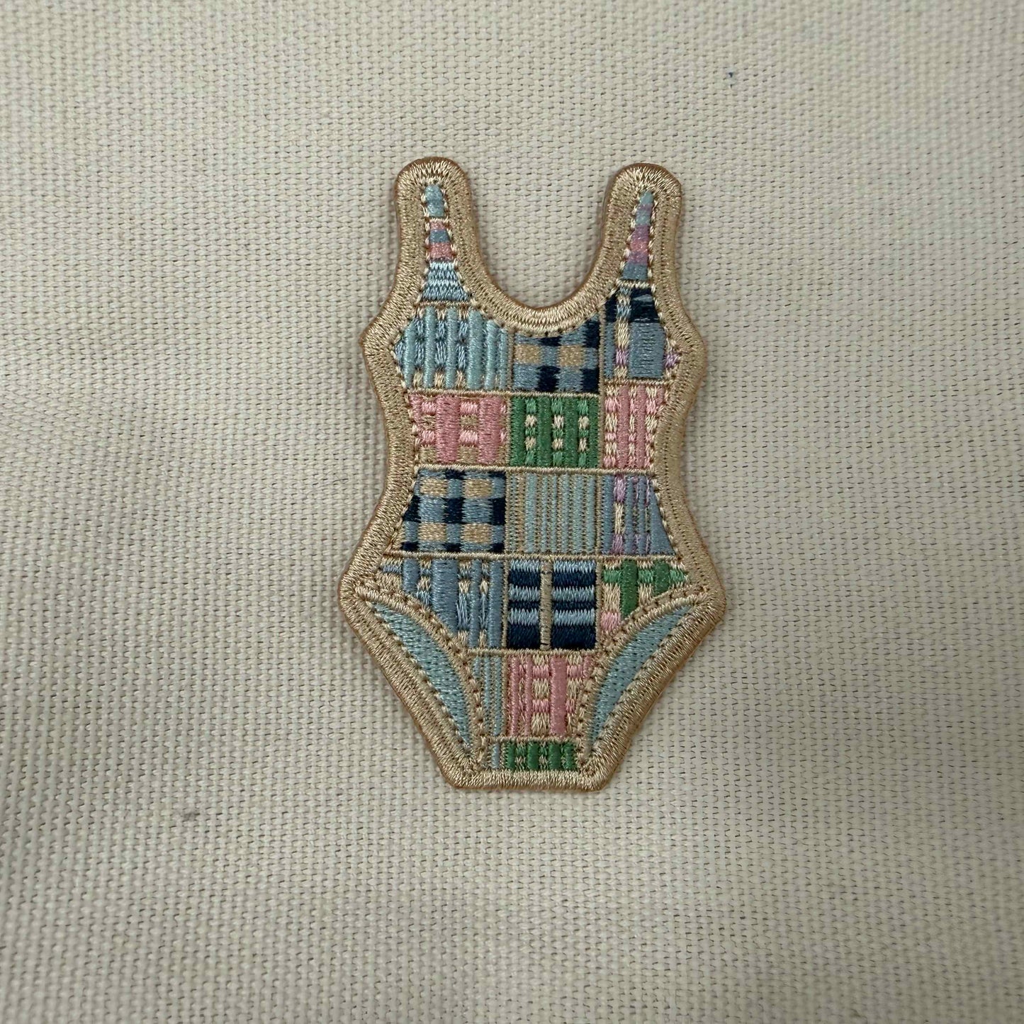 Madras Patchwork Swimsuit Embroidered Iron-On Patch