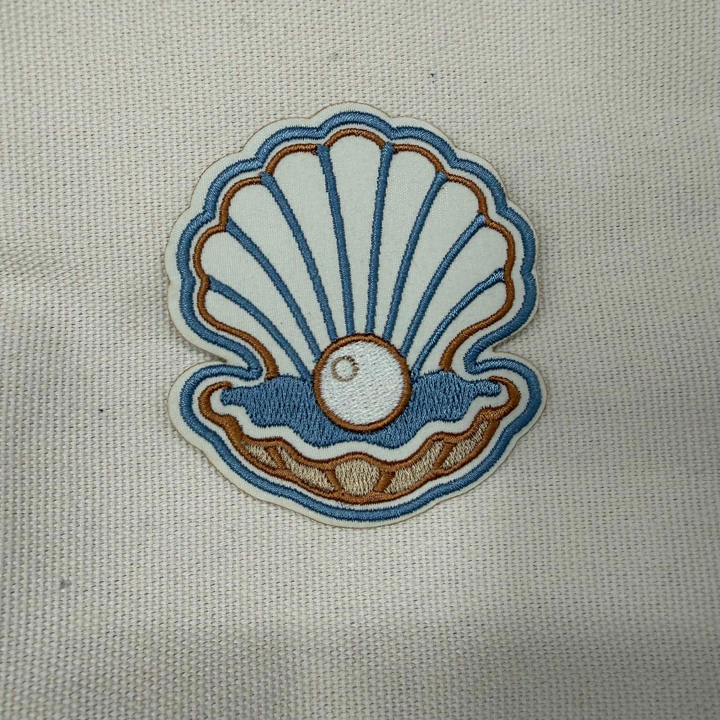 Scallop Shell Embroidered Iron-On Patch