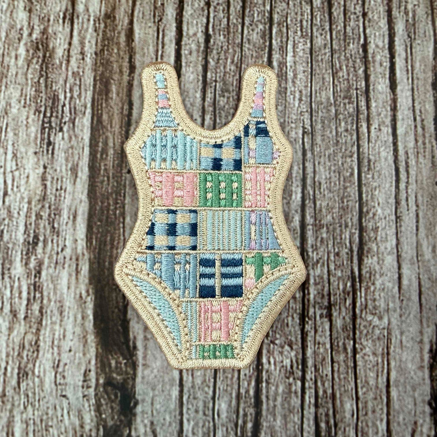 Madras Patchwork Swimsuit Embroidered Iron-On Patch