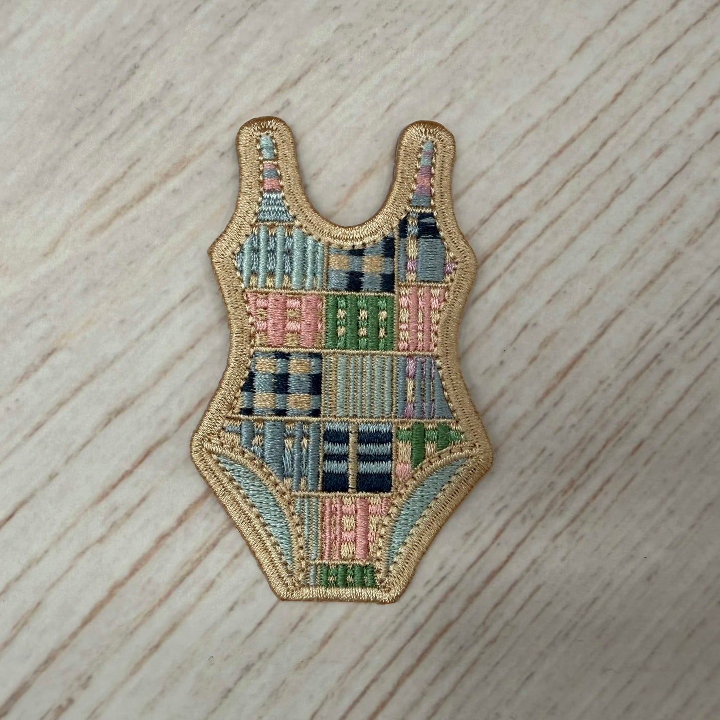 Madras Patchwork Swimsuit Embroidered Iron-On Patch