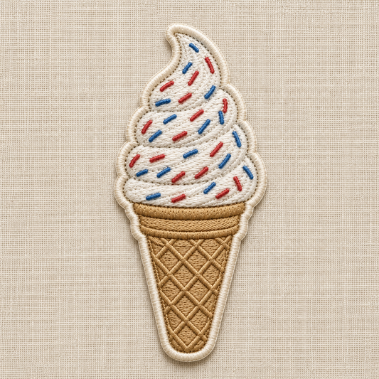 Soft Serve Ice Cream Cone Embroidered Iron-On Patch